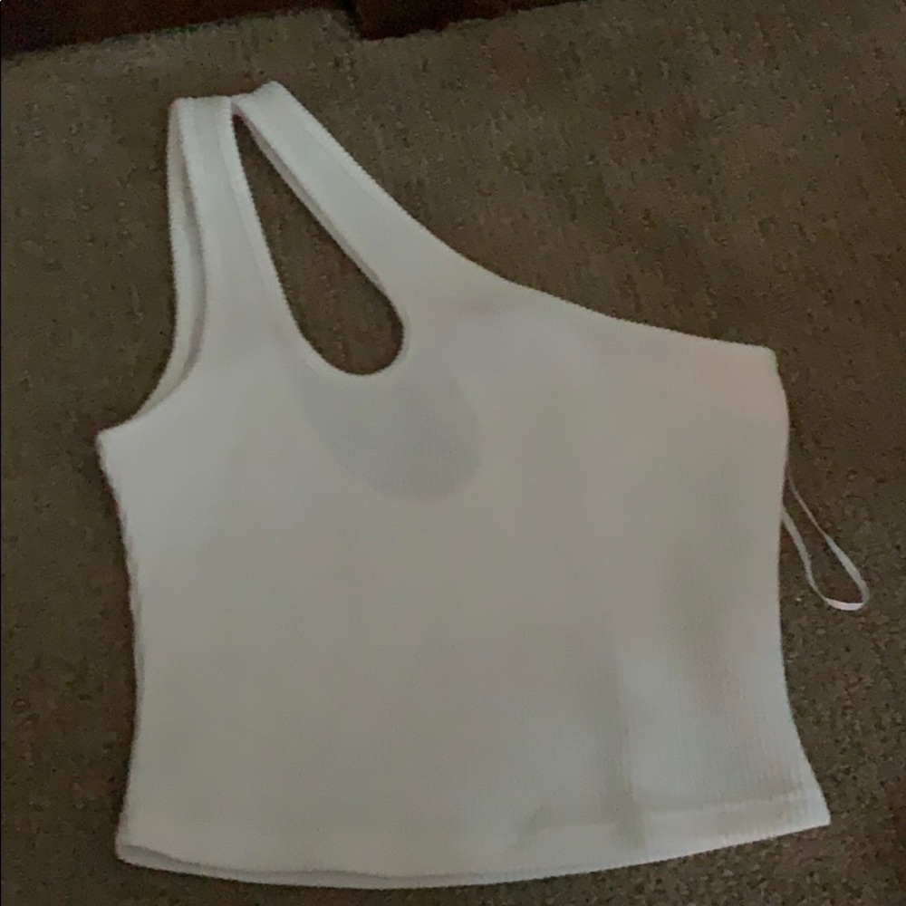 Princess Polly white one shoulder slit tank top